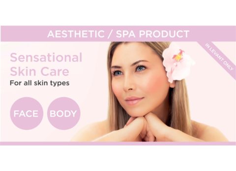 Sensational skin care poster with model for face and body