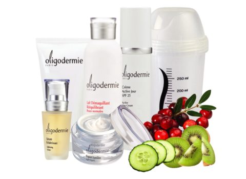 Oligodermie skin care products with cherries and kiwis